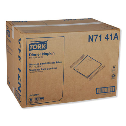 Tork Universal Dinner Napkins, 1-Ply, 17" x 17", 1-4 Fold, White, 4008-Carton N7141A