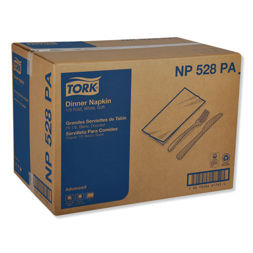 Tork Advanced Dinner Napkins, 2-Ply, 15" x 17", 1-8 Fold, White, 100-PK, 28 PK-CT NP528PA