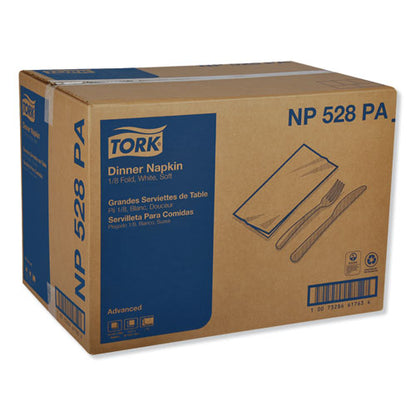 Tork Advanced Dinner Napkins, 2-Ply, 15" x 17", 1-8 Fold, White, 100-PK, 28 PK-CT NP528PA