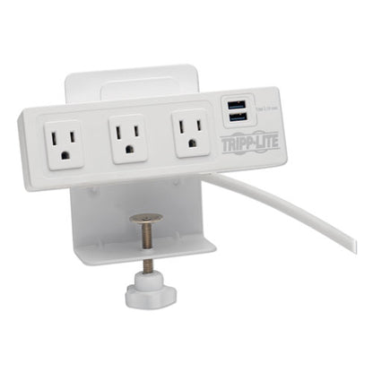 Tripp Lite Three-Outlet Surge Protector with Two USB Ports, 10 ft Cord, 510 Joules, White TLP310USBCW