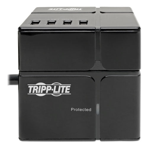 Tripp Lite Three-Outlet Power Cube Surge Protector with Six USB-A Ports, 6 ft Cord, 540 Joules, Black TLP366CUBEUSBB