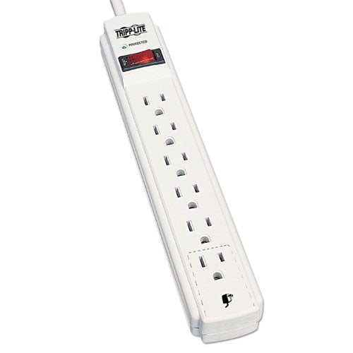 Tripp Lite Protect It! Surge Protector, 6 Outlets, 4 ft Cord, 790 Joules, Light Gray TLP604