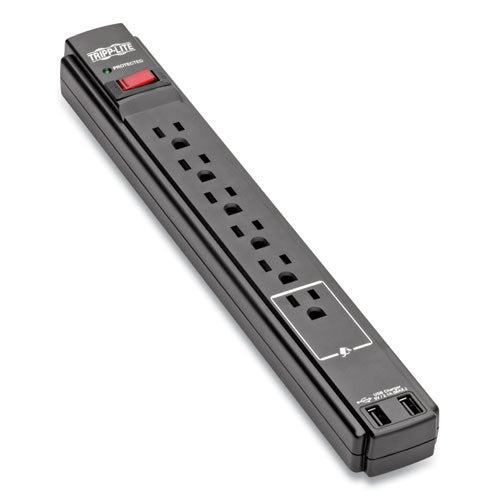 Tripp Lite Protect It! Surge Protector, 6 Outlets, 6 ft Cord, 990 Joules, Black TLP606USBB