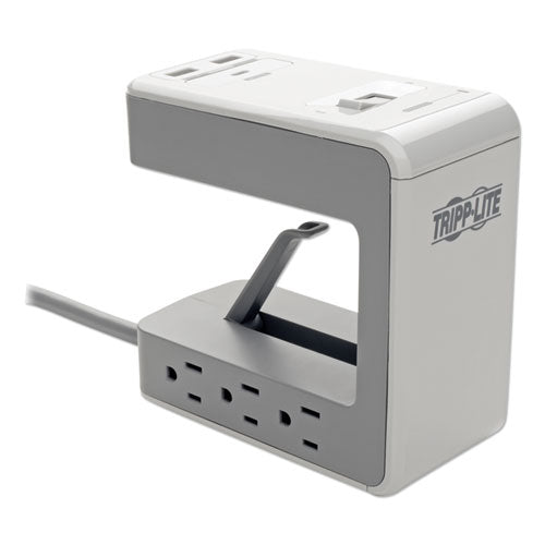 Tripp Lite Six-Outlet Surge Protector with Two USB-A and One USB-C Ports, 8 ft Cord, 1080 Joules, Gray TLP648USBC