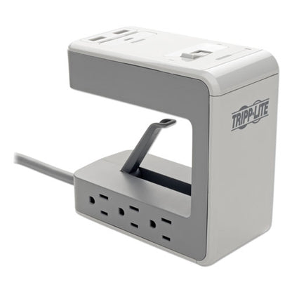 Tripp Lite Six-Outlet Surge Protector with Two USB-A and One USB-C Ports, 8 ft Cord, 1080 Joules, Gray TLP648USBC