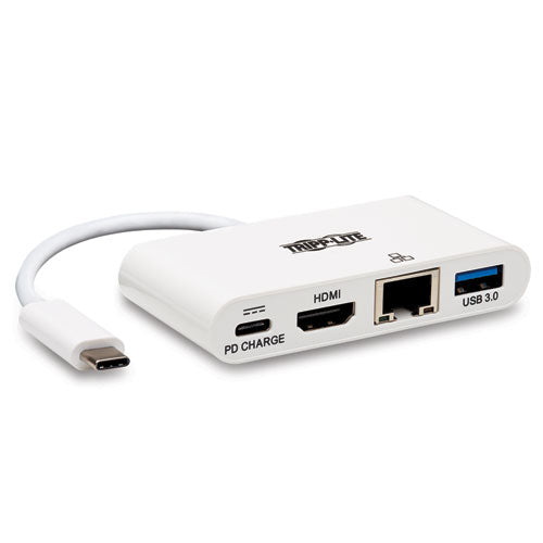 Tripp Lite 4K Dock with Charging and Ethernet, USB C-4K HDMI-USB A-PD Charging, White U444-06N-H4GU-C