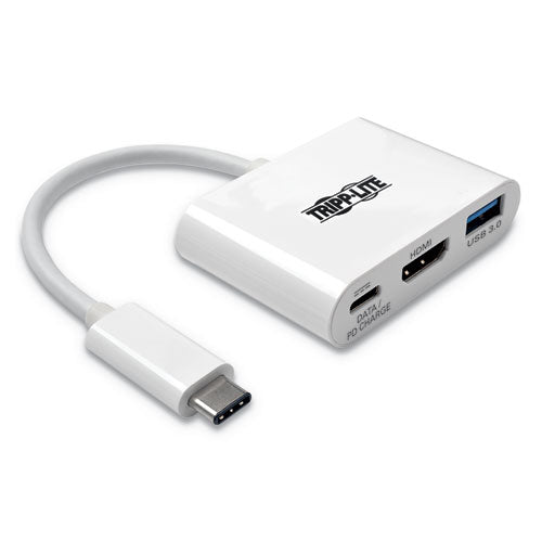 Tripp Lite USB 3.1 Gen 1 USB-C to HDMI 4K Adapter, USB-A-USB-C PD Charging Ports U444-06N-H4U-C