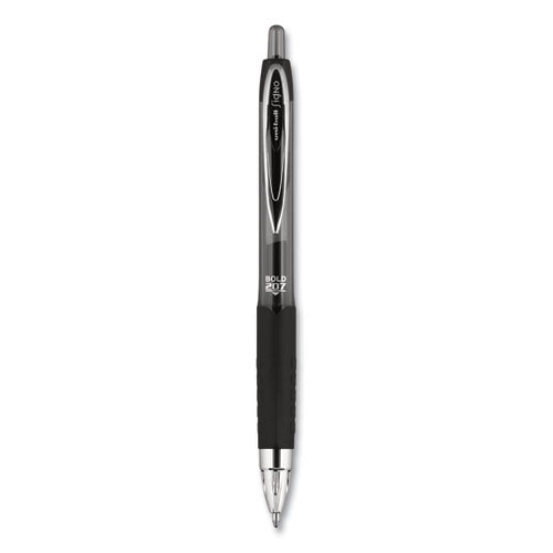 Uni-ball Signo 207 Gel Pen, Retractable, Bold 1 mm, Black Ink, Translucent Black Barrel, Dozen 1790895