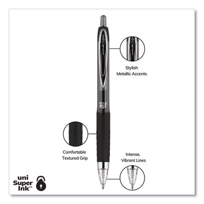 Uni-ball Signo 207 Gel Pen, Retractable, Bold 1 mm, Black Ink, Translucent Black Barrel, Dozen 1790895
