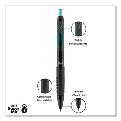 Uni-ball 207 BLX Series Gel Pen, Retractable, Medium 0.7 mm, Black Ink, Translucent Black Barrel 1837931