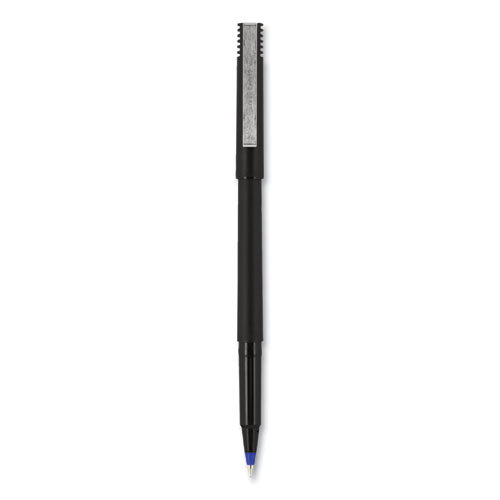 Uni-ball Roller Ball Pen, Stick, Micro 0.5 mm, Blue Ink, Black Barrel, 72-Pack 2013566