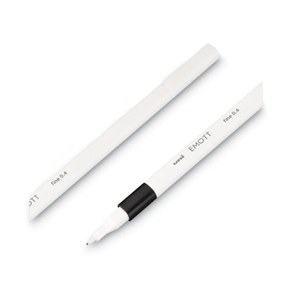 Uni-ball EMOTT Porous Point Pen, Stick, Fine 0.4 mm, Assorted Ink Colors, White Barrel, 5-Pack 24828