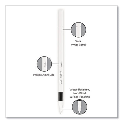 Uni-ball EMOTT ever fine Porous Point Pen, Stick, Fine 0.4 mm, Assorted Ink Colors, White Barrel, 40-Pack 24839