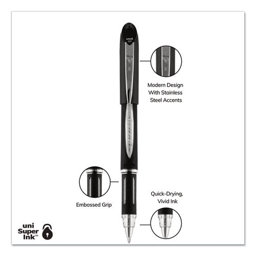 Uni-ball Jetstream Stick Ballpoint Pen, Bold 1 mm, Blue Ink, Black Barrel 33922