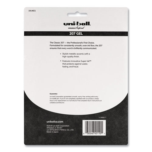 Uni-ball Signo 207 Gel Pen, Retractable, Medium 0.7 mm, Assorted Ink Colors, Black Barrel, 8-Pack 40110