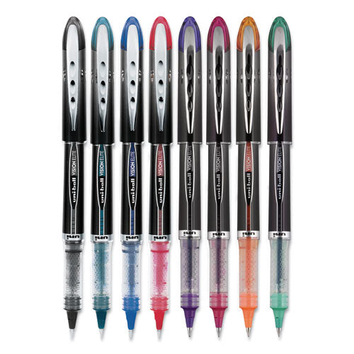 Uni-ball VISION ELITE Roller Ball Pen, Stick, Micro 0.5 mm, Assorted Ink Colors, Black Barrel 58092PP