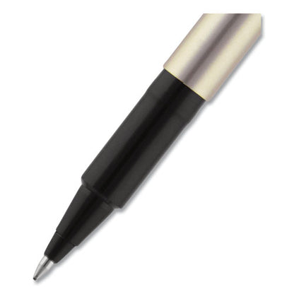 Uni-ball Deluxe Roller Ball Pen, Stick, Fine 0.7 mm, Blue Ink, Champagne Barrel, Dozen 60053