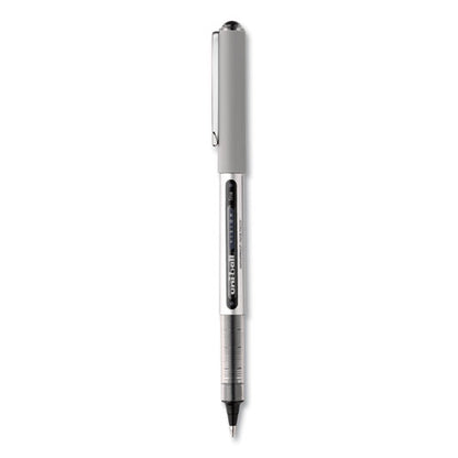 Uni-ball VISION Roller Ball Pen, Stick, Fine 0.7 mm, Black Ink, Black-Gray Barrel, Dozen 60126