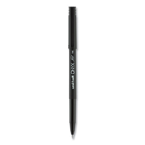Uni-ball ONYX Roller Ball Pen, Stick, Fine 0.7 mm, Black Ink, Black Matte Barrel, Dozen 60143