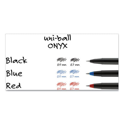 Uni-ball ONYX Roller Ball Pen, Stick, Fine 0.7 mm, Black Ink, Black Matte Barrel, Dozen 60143