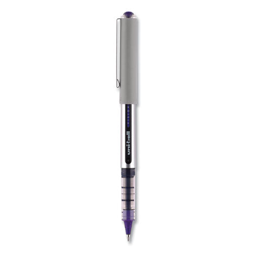 Uni-ball VISION Roller Ball Pen, Stick, Fine 0.7 mm, Majestic Purple Ink, Gray Barrel, Dozen 60382