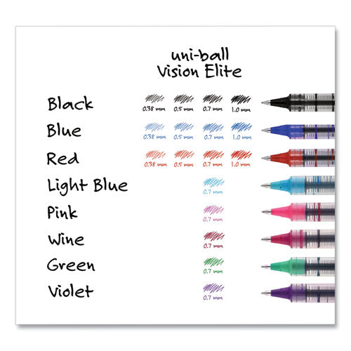 Uni-ball VISION Roller Ball Pen, Stick, Fine 0.7 mm, Passion Pink Ink, Gray Barrel, Dozen 60384