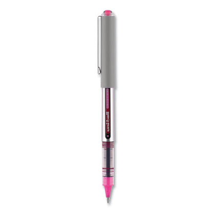 Uni-ball VISION Roller Ball Pen, Stick, Fine 0.7 mm, Passion Pink Ink, Gray Barrel, Dozen 60384
