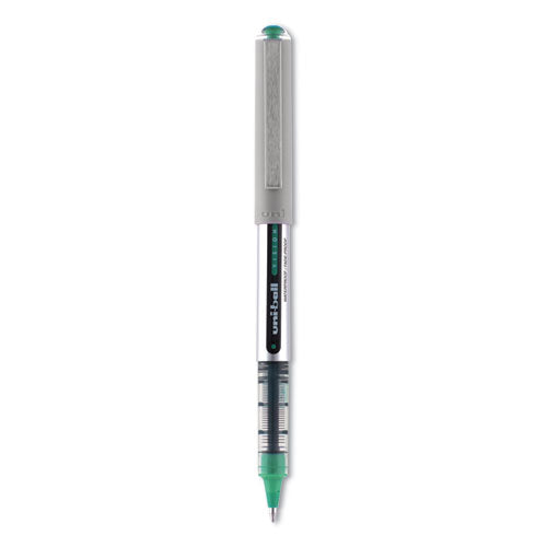 Uni-ball VISION Roller Ball Pen, Stick, Fine 0.7 mm, Evergreen Ink, Gray Barrel, Dozen 60386
