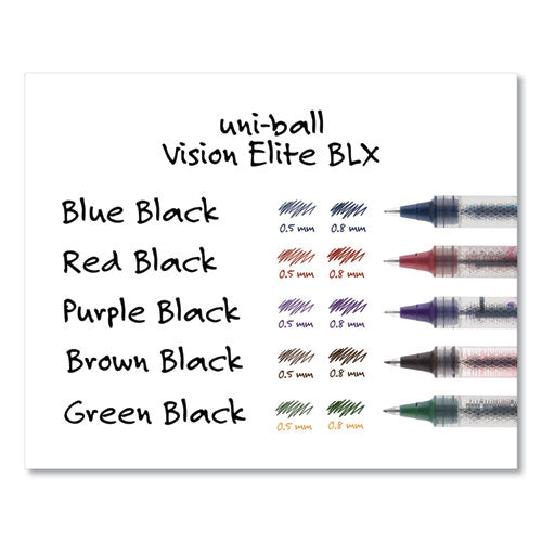 Uni-ball VISION ELITE Roller Ball Pen, Stick, Bold 0.8 mm, Blue-Black Ink, White-Blue Barrel 61232