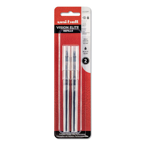 Uni-ball Refill for Vision Elite Roller Ball Pens, Bold Conical Tip, Black Ink, 2-Pack 61233PP