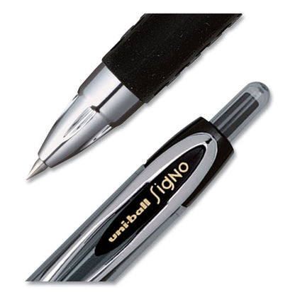 Uni-ball Signo 207 Gel Pen, Retractable, Micro 0.5 mm, Black Ink, Smoke-Black Barrel, Dozen 61255