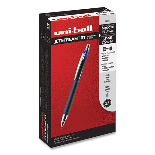 Uni-ball Jetstream Retractable Ballpoint Pen, Fine 0.7 mm, Blue Ink, Blue Barrel 62153