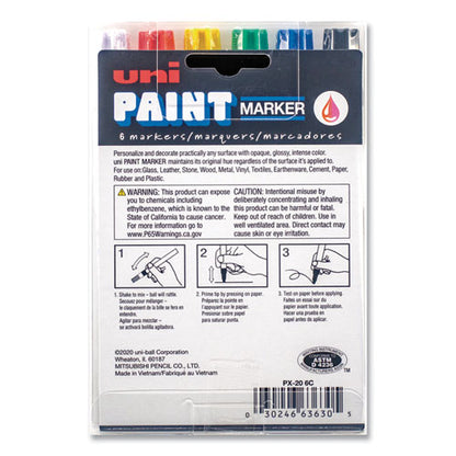 uni-Paint Permanent Marker, Medium Bullet Tip, Assorted Colors, 6-Set 63630