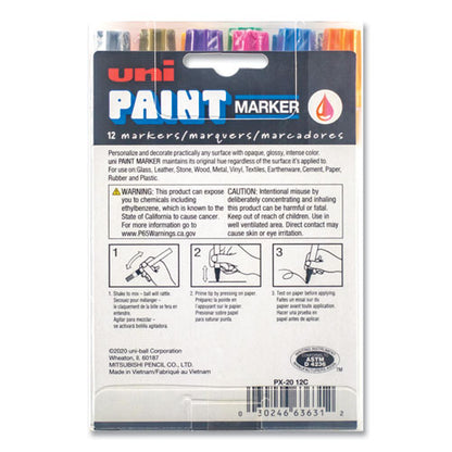 uni-Paint Permanent Marker, Medium Bullet Tip, Assorted Colors, 12-Set 63631
