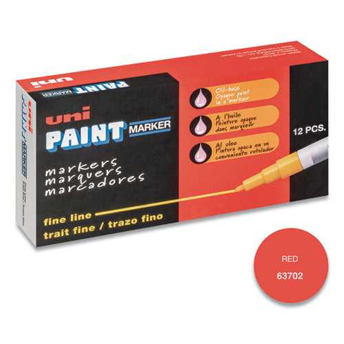 uni-Paint Permanent Marker, Fine Bullet Tip, Red 63702