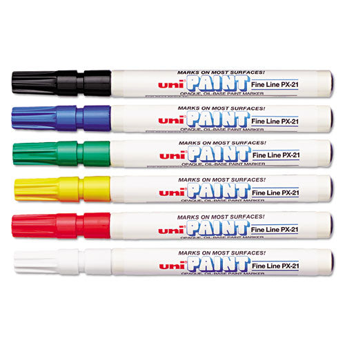 uni-Paint Permanent Marker, Fine Bullet Tip, Assorted Colors, 6-Set 63720