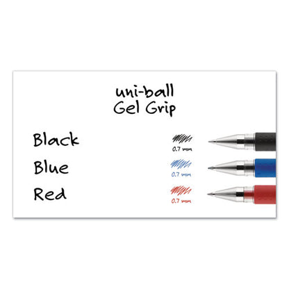 Uni-ball Signo GRIP Gel Pen, Stick, Medium 0.7 mm, Red Ink, Silver-Red Barrel, Dozen 65452