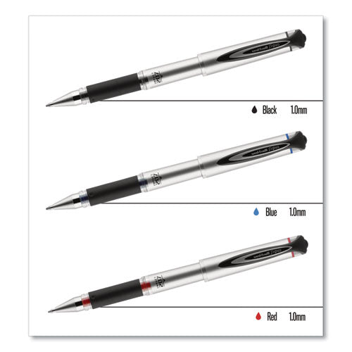 Uni-ball 207 Impact Gel Pen, Stick, Bold 1 mm, Black Ink, Silver-Black Barrel 65800