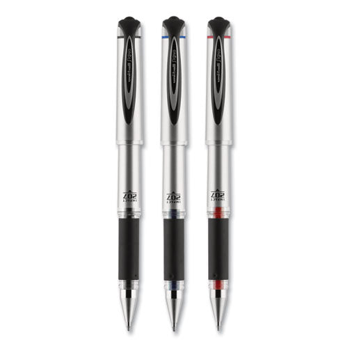 Uni-ball 207 Impact Gel Pen, Stick, Bold 1 mm, Blue Ink, Black Barrel 65801