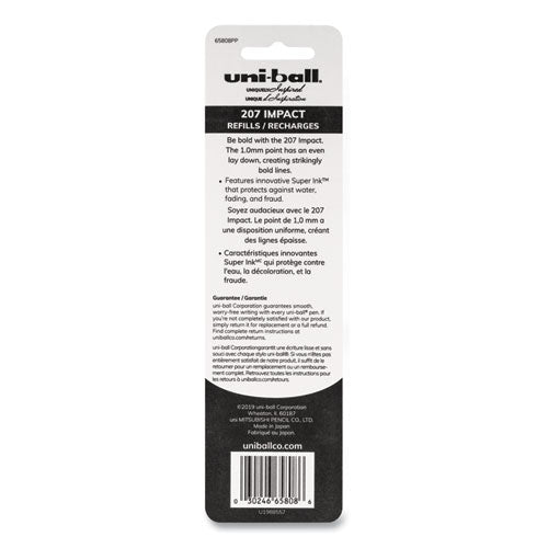 Uni-ball Refill for Gel IMPACT Gel Pens, Bold Conical Tip, Black Ink, 2-Pack 65808PP