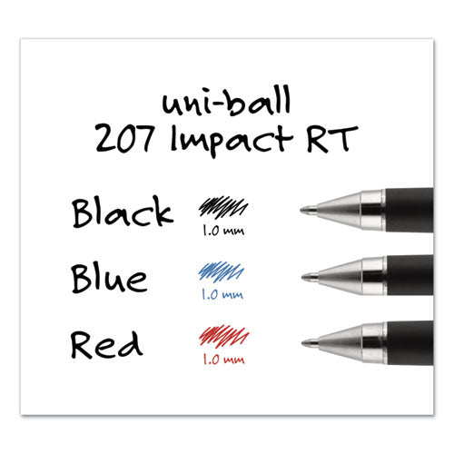 Uni-ball 207 Impact Gel Pen, Retractable, Bold 1 mm, Red Ink, Black-Red Barrel 65872