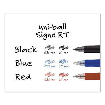 Uni-ball Signo Gel Pen, Retractable, Medium 0.7 mm, Black Ink, Black-Metallic Accents Barrel, Dozen 65940