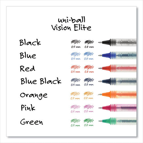 Uni-ball VISION ELITE Roller Ball Pen, Stick, Extra-Fine 0.5 mm, Black Ink, Black Barrel 69000