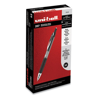 Uni-ball 207 Mechanical Pencil, 0.7 mm, HB (#2), Black Lead, Black Barrel, Dozen 70126