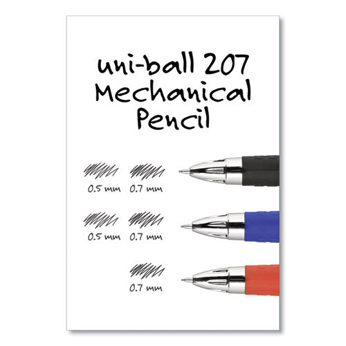 Uni-ball 207 Mechanical Pencil with Lead and Eraser Refills, 0.7 mm, HB (#2), Black Lead, Assorted Barrel Colors, 3-Set 70139