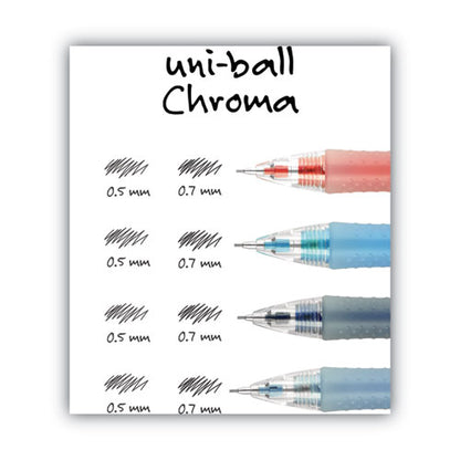 Uni-ball Chroma Mechanical Pencil woth Leasd and Eraser Refills, 0.7 mm, HB (#2), Black Lead, Assorted Barrel Colors, 4-Set 70150
