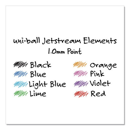 Uni-ball Jetstream Elements Ballpoint Pen, Retractable, Medium 1 mm, Assorted Ink and Barrel Colors, 12-Pack 70171