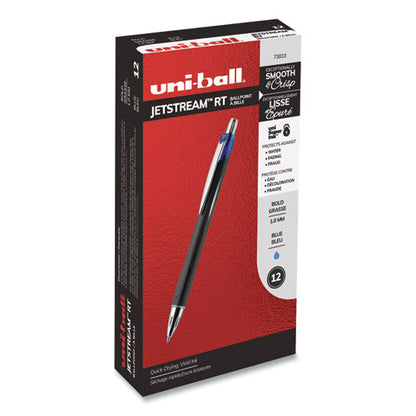 Uni-ball Jetstream Retractable Ballpoint Pen, Bold 1 mm, Blue Ink, Black Barrel 73833