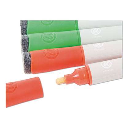 U Brands Bullet Tip Low-Odor Liquid Glass Markers with Erasers, Broad Bullet Tip, Assorted Colors, 12-Pack 2913U00-12