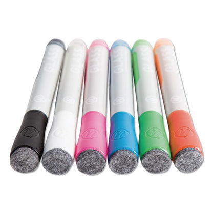 U Brands Bullet Tip Low-Odor Liquid Glass Markers with Erasers, Broad Bullet Tip, Assorted Colors, 12-Pack 2913U00-12